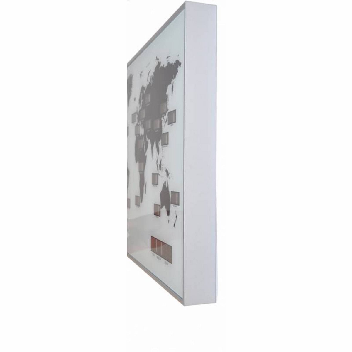 Wandklok - 55 X 36 X 4 Cm - Glas - Aluminium - Wereldtijdklok - 'World Time Digit'