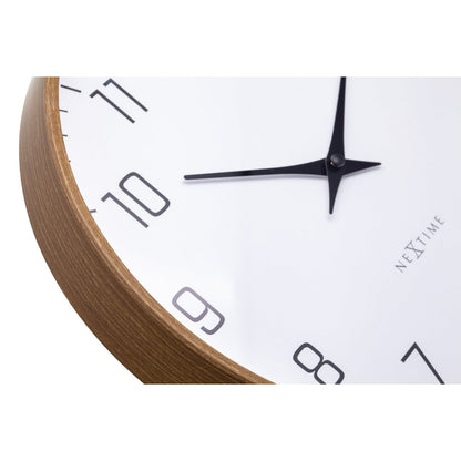 Wandklok 30Cm-Silent-Donker Houtpatroon-Plastic-Nextime 'Lyra'