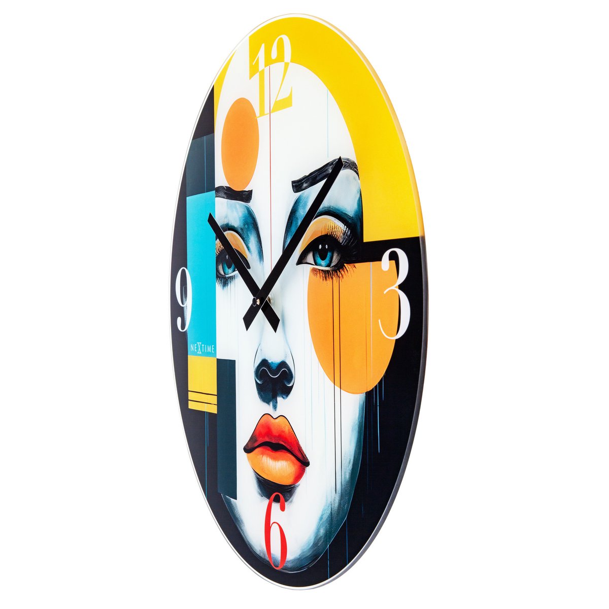 Wandklok 43Cm-Silent-Multicolour-Glas-Nextime 'Vogue'