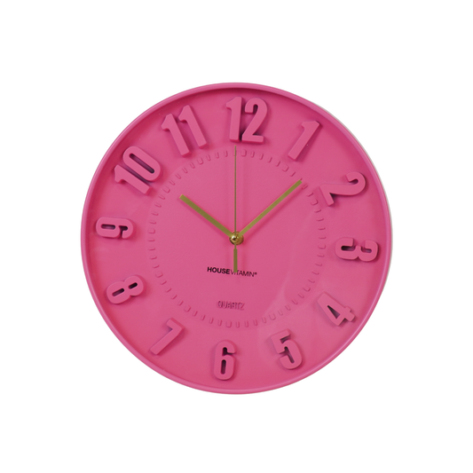 Klok- wandkloknummers- neon roze -30x30x4cm