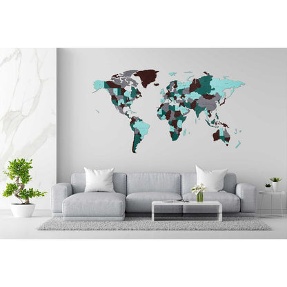 Eco Wood Art (EWA) Houten Wandpuzzel Wereldkaart Emerald Planet, Size M, 2666,144x79x1,2cm