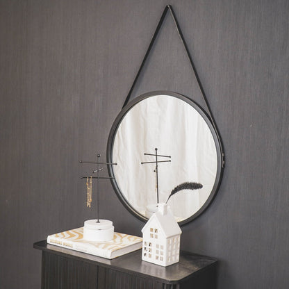 Spiegel - Rond - Metaal - Zwart - 50x2,5x50cm