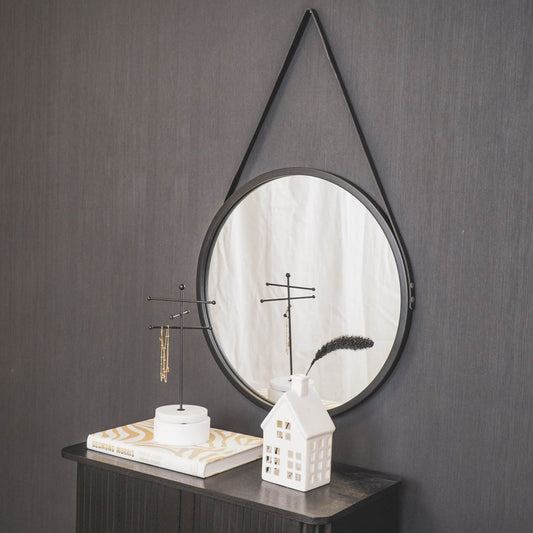 Spiegel - Rond - Metaal - Zwart - 50x2,5x50cm
