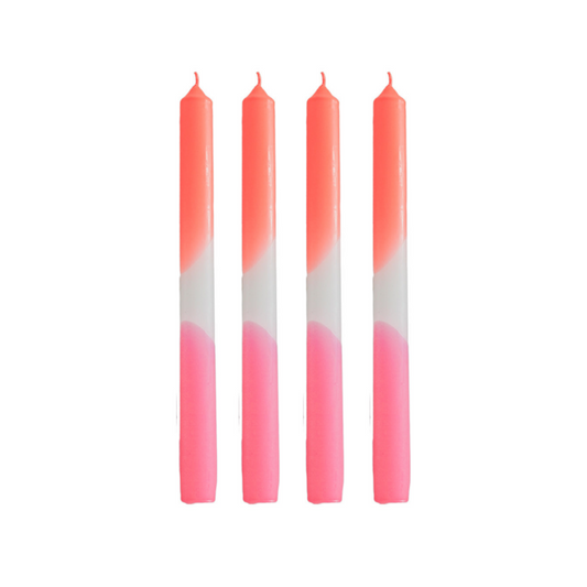 Kaarsen -dip kleurstof taps -Neon roze/wit/neon rood - S4 -2,1x25 cm