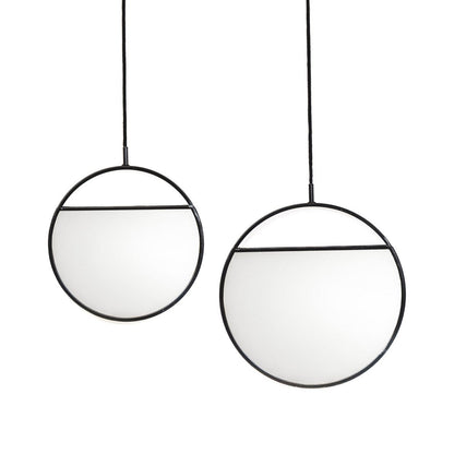 Mirror - Round Wall Mirrors - Metal - Black -S2- 25x90 & 30x100