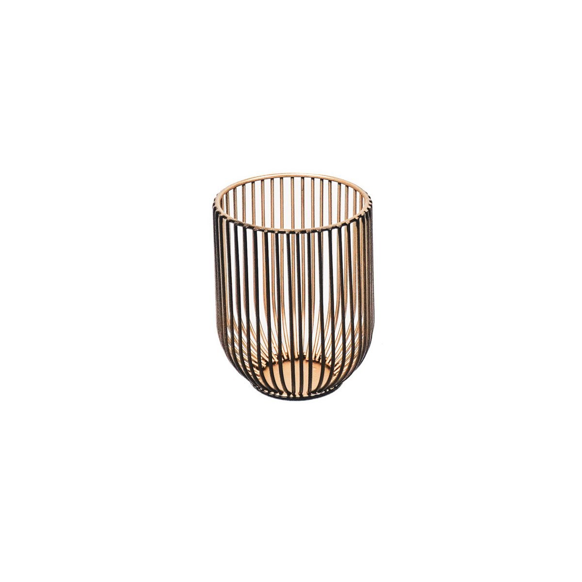 Kaarshouder - Metaal - Zwart/Goud - S2 -13x13x16cm|9x9x11cm
