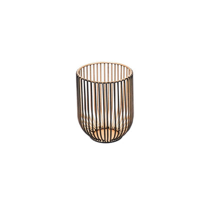 Kaarshouder - Metaal - Zwart/Goud - S2 -13x13x16cm|9x9x11cm