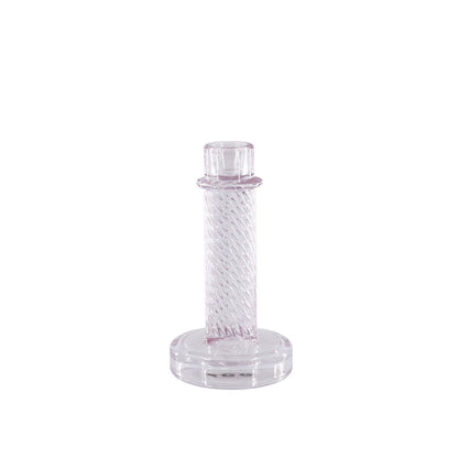 Kaarshouder - Glas - Roze - 8x15cm