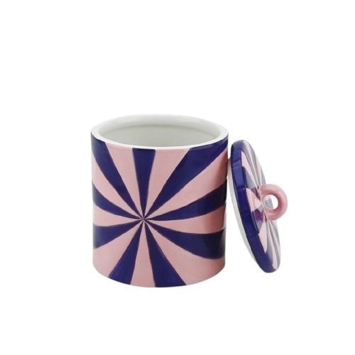 Deco Jar -Swirl- Dolomite - Blauw/roze - 11x11x14,5cm