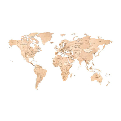 Eco Wood Art (EWA) Houten Wandpuzzel Wereldkaart Untouched World, Size L, 2758, 192x105x1,2cm