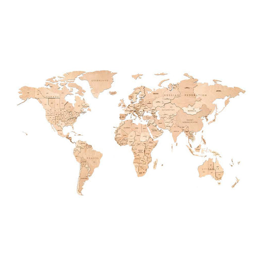 Eco Wood Art (EWA) Houten Wandpuzzel Wereldkaart Untouched World, Size L, 2758, 192x105x1,2cm