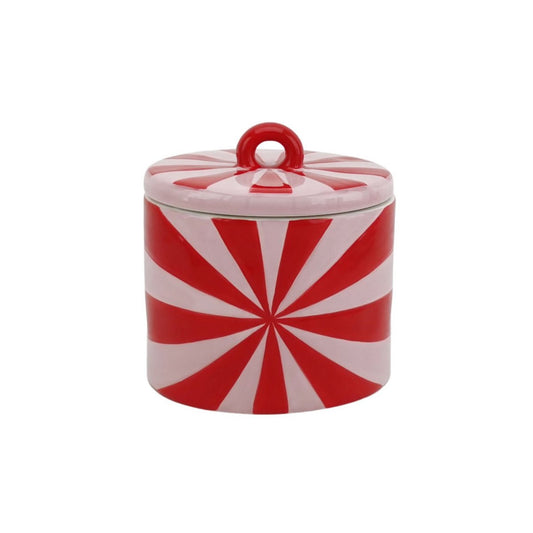 Deco Jar - Swirl - Dolomite - rood/roze - 11x11x11,5cm
