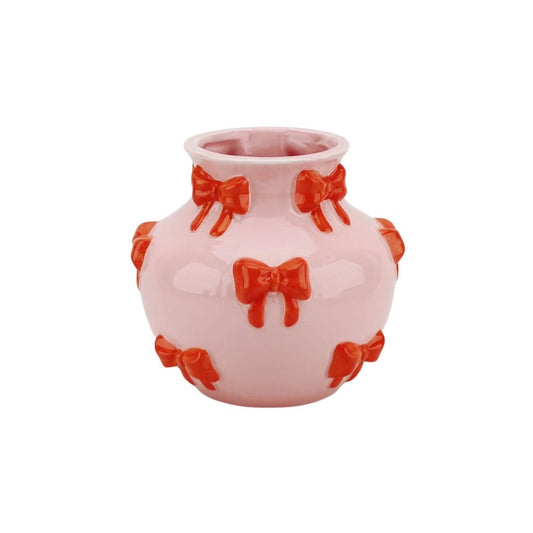 Vaas - Bloemvaaslinten - roze/oranje - 14,5x14,5x13cm