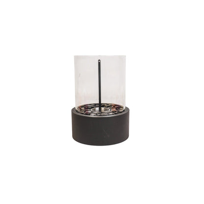Tafelbrander - Ronde - metaal/glas - zwart - 21x21x28 cm