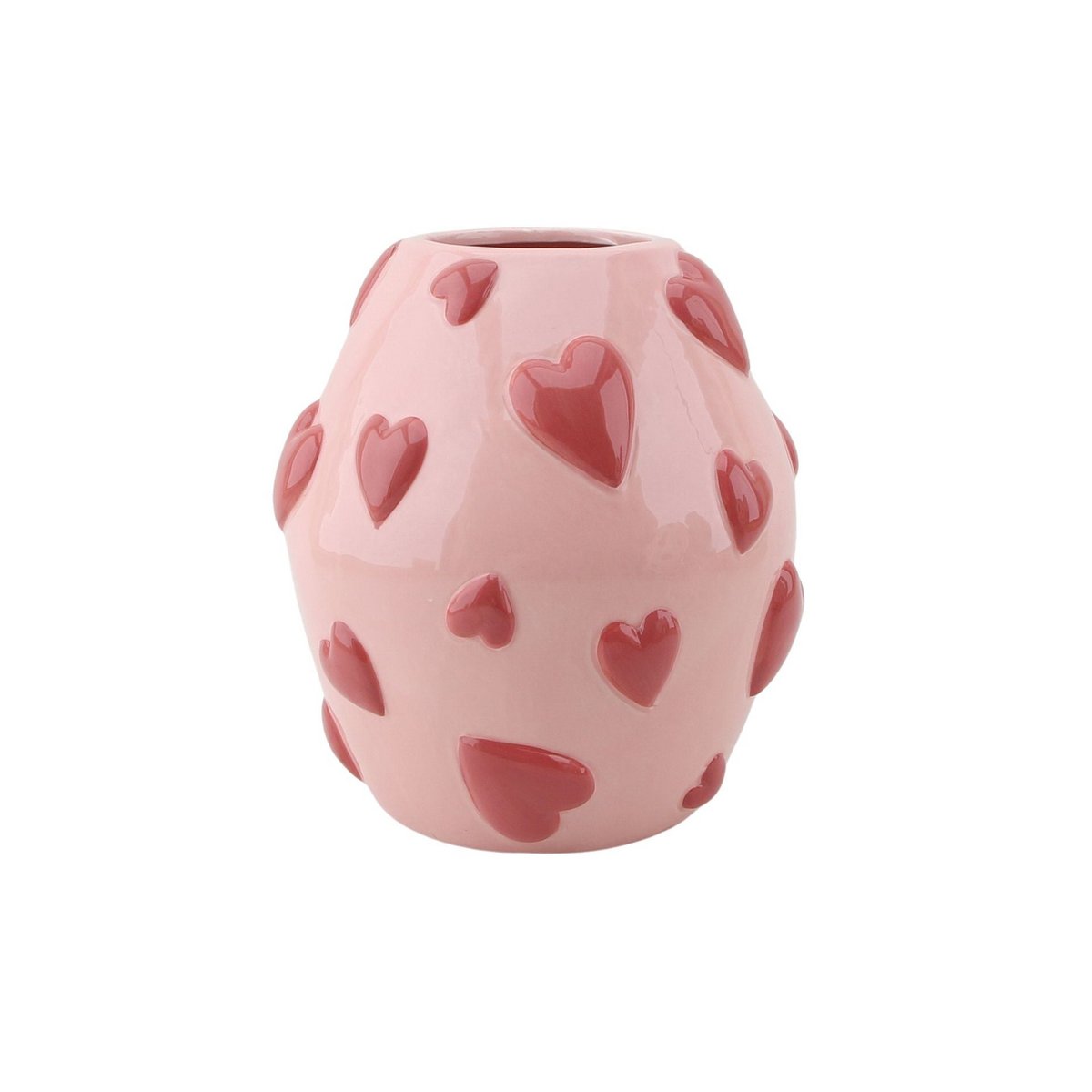 VASE -FLOWER VASE HARTEN - Pink/ rood - 16x16x17,5 cm