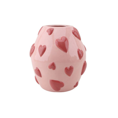 VASE -FLOWER VASE HARTEN - Pink/ rood - 16x16x17,5 cm