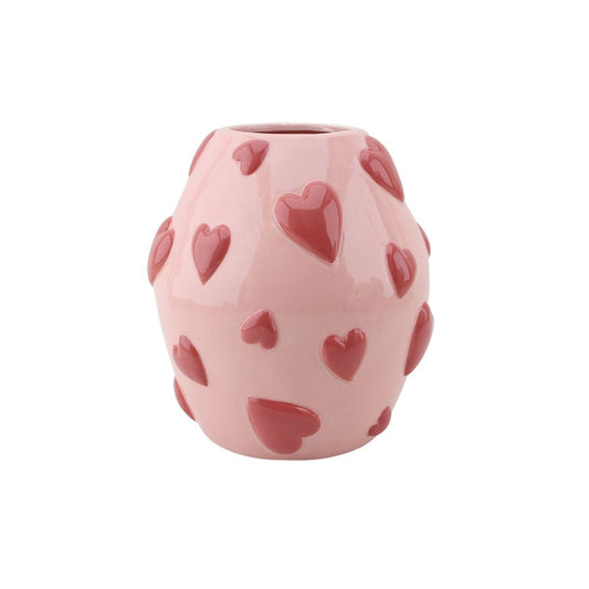 VASE -FLOWER VASE HARTEN - Pink/ rood - 16x16x17,5 cm