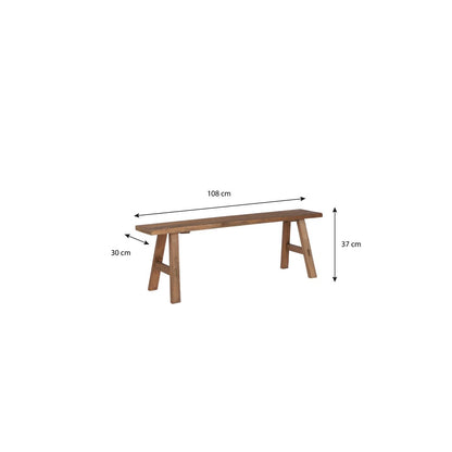 Bold Houten Bankje - L108 x B20 x H37 cm - Gerecycled Hout - Bruin