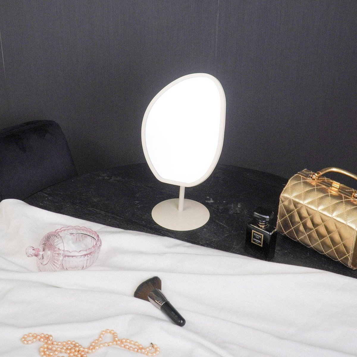 Mirror - Organic - Metal - Beige - 16,5x12x31,5 cm