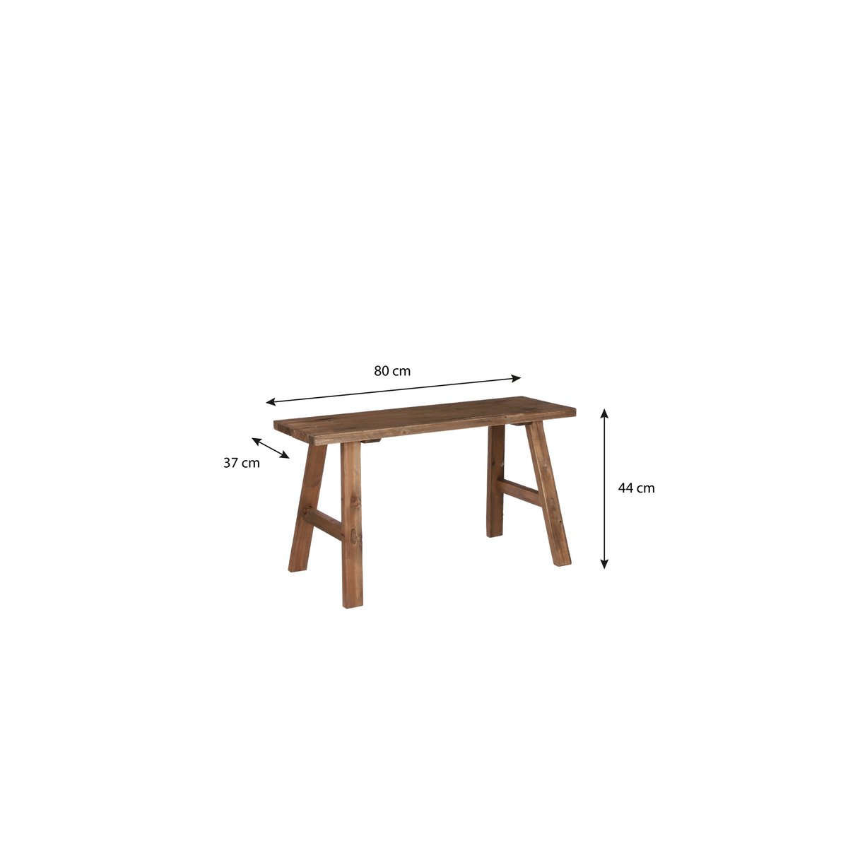 Bold Houten Bankje - L80 x B37 x H44 cm - Gerecycled Hout - Bruin