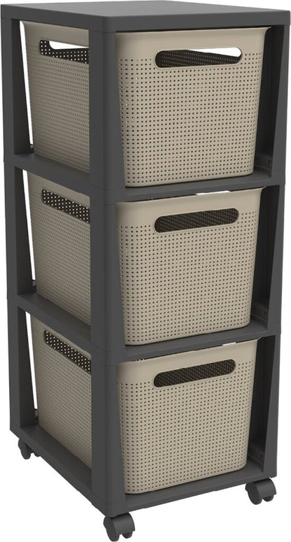 Rotho Tower Brisen Design Ladekast 3X16L Met Wielen Cappuccino