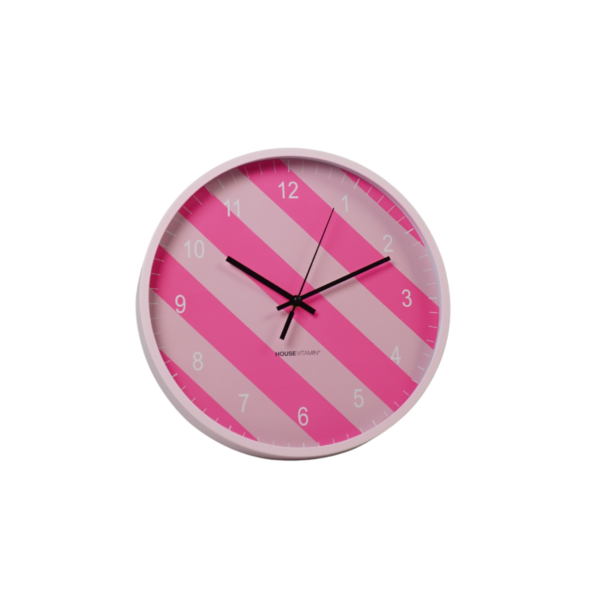 Klok - wandklok - gestreepte patroon - roze - 35x35x4cm
