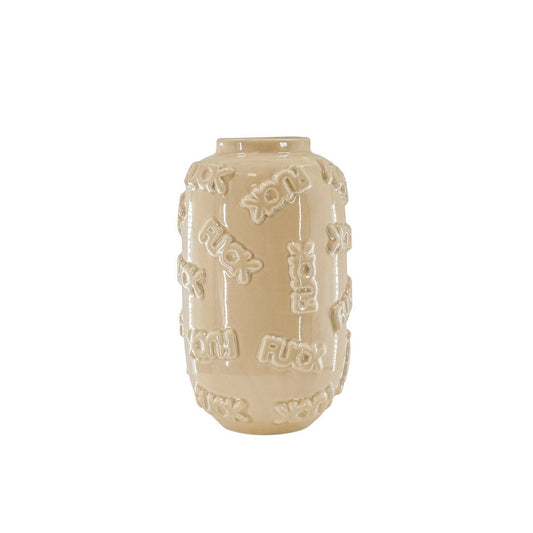 Vaas - 'FUCK' - Keramiek - Beige - 17x17x27cm