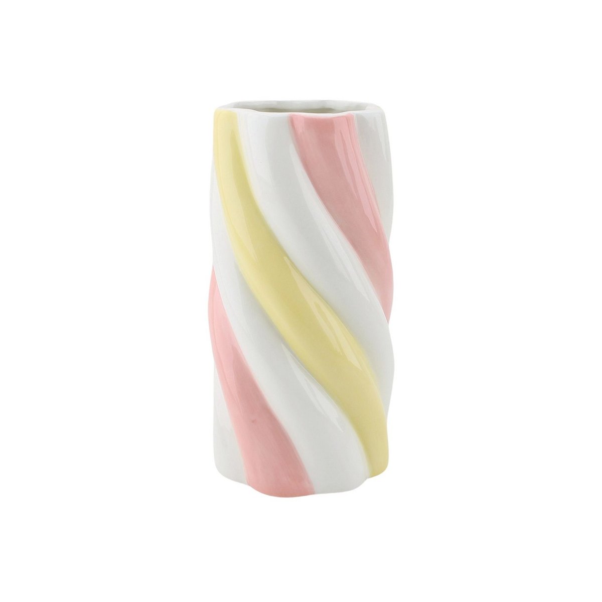 Vaas - Marshmellow - Geel/ roze/ wit - 10,5x10,5x20cm