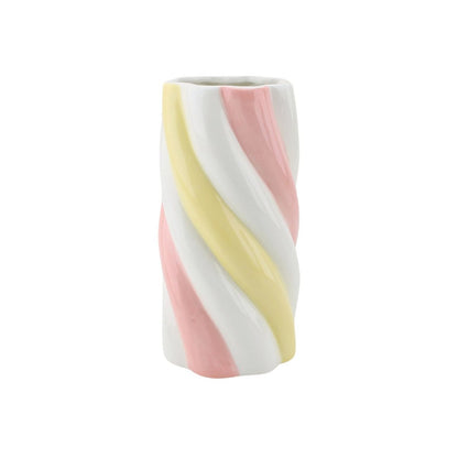 Vaas - Marshmellow - Geel/ roze/ wit - 10,5x10,5x20cm