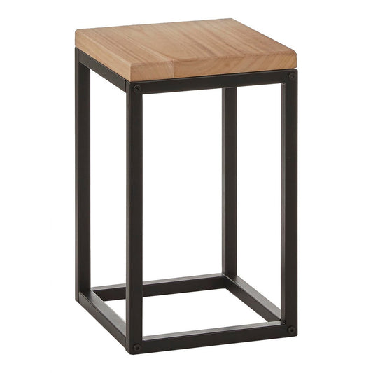 Oskar Plantentafel - L25 x B25 x H42 cm - Hout, Metaal - Zwart