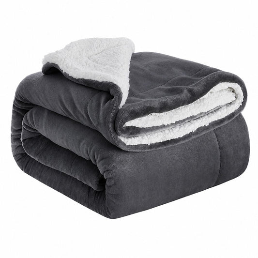 Ceruzo Sherpa Fleece Deken - 150X200 Cm - Donker Grijs