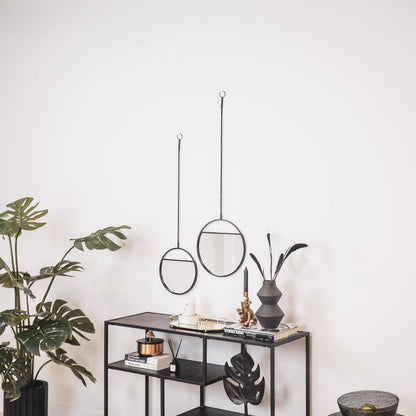 Mirror - Round Wall Mirrors - Metal - Black -S2- 25x90 & 30x100