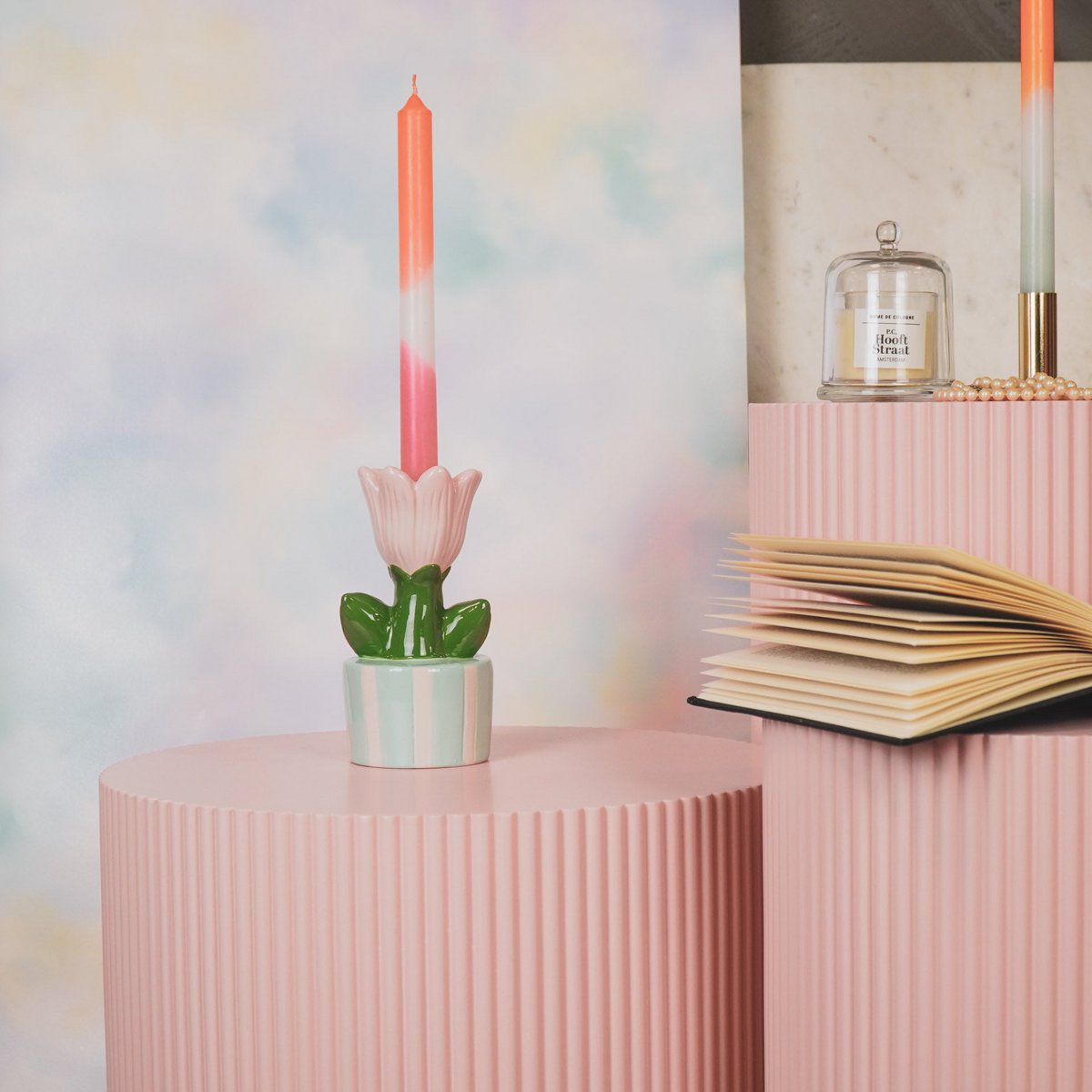 Kaarsen -dip kleurstof taps -Neon roze/wit/neon rood - S4 -2,1x25 cm