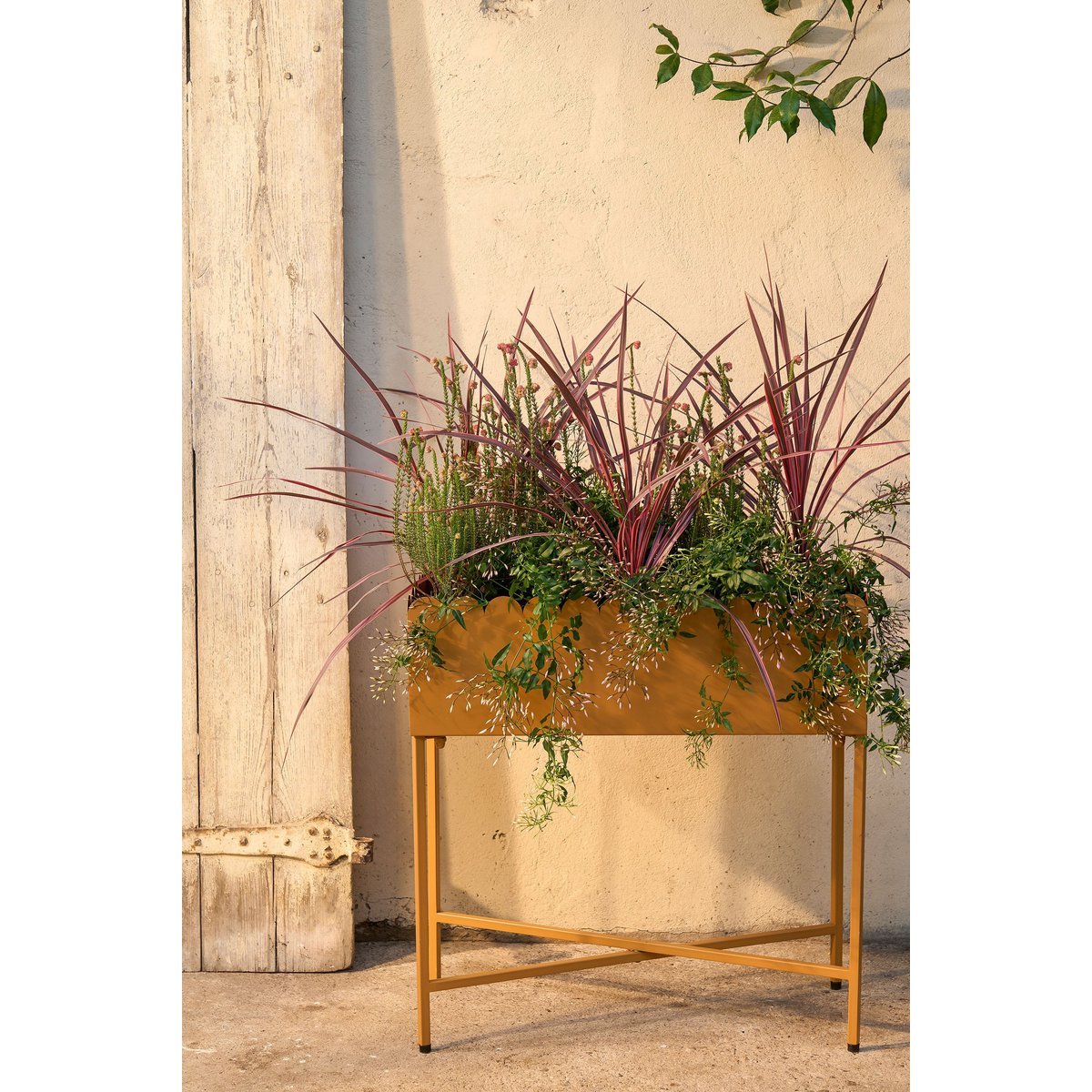 Steffano Plantenbak op Standaard - L58 x B28 x H60 cm - Metaal - Lichtbruin