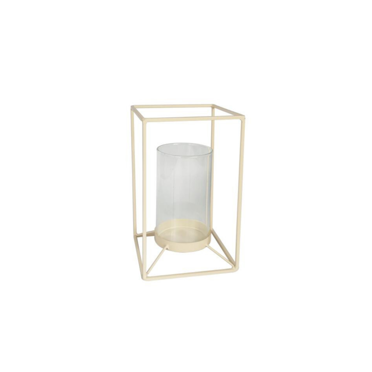 Lantaarn - Metaal/Glas - Wit - 12,5x12,5x20cm