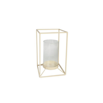 Lantaarn - Metaal/Glas - Wit - 12,5x12,5x20cm