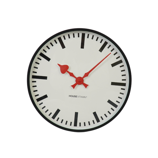 Klock-wandklok Station- Wit/ zwart- 40x40x4cm