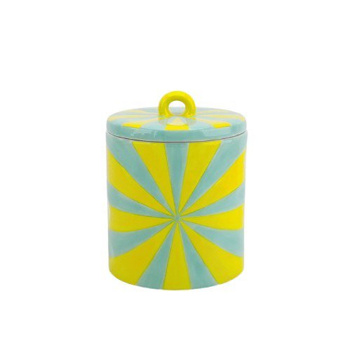 Deco Jar -Swirl - Dolomite - Geel/Mint - 11x11x14,5cm