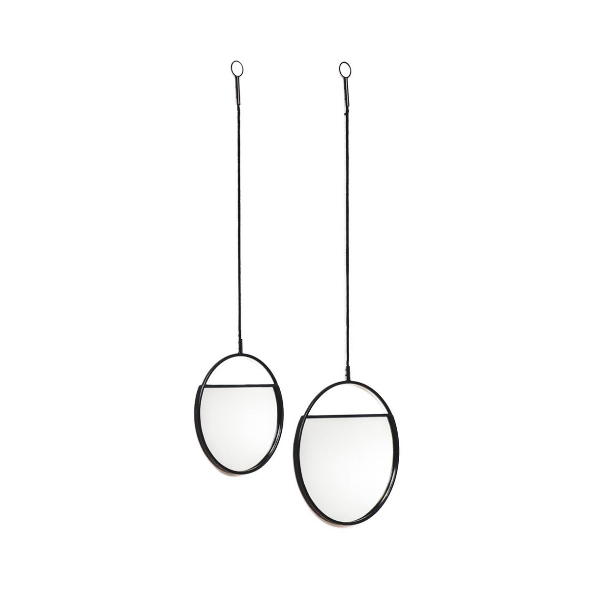 Mirror - Round Wall Mirrors - Metal - Black -S2- 25x90 & 30x100