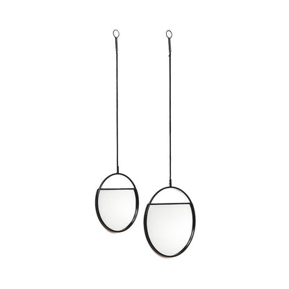 Mirror - Round Wall Mirrors - Metal - Black -S2- 25x90 & 30x100