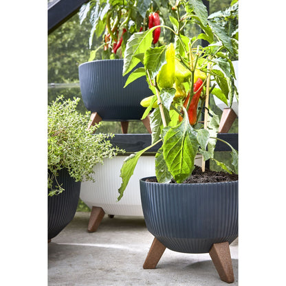Doppio Bloempot op Poten - H21 x Ø40 cm - Gerecycled Plastic - FSC Mix - Zwart