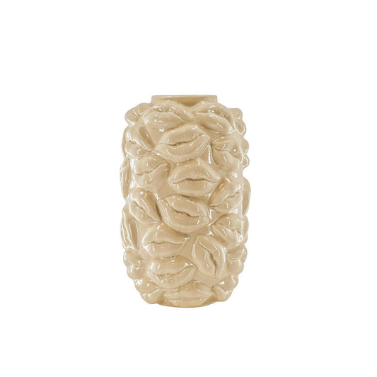 Vaas - Kusjes - Keramiek - Beige - 17x17x27cm