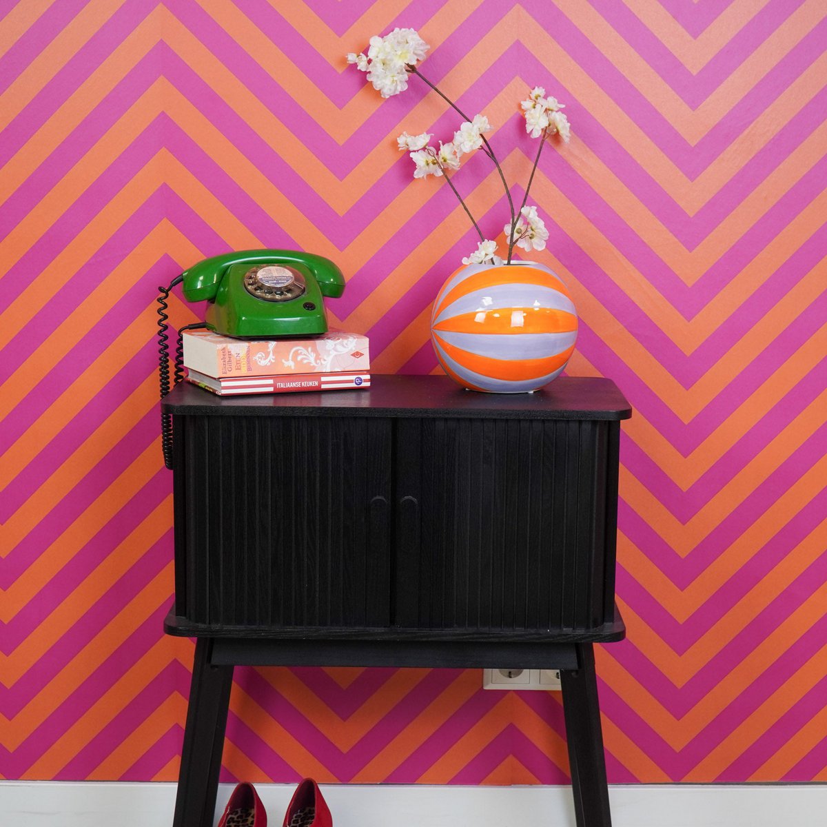 VASTE - Bloemvaas Swirl - Orange/Lilac - 20x20x20cm