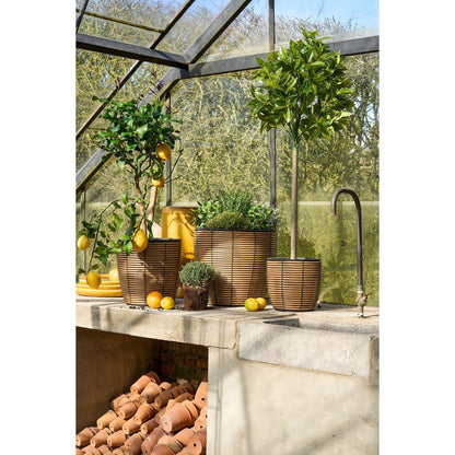 Durban Bloempot Buiten - Set van 3 - H36 x Ø40 cm - Gerecycled Plastic - Bruin