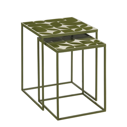 Bologna Bijzettafel Buiten - Set van 2 - L38 x B38 x H48 cm - Metaal - Groen
