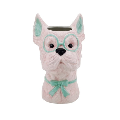 VASE -FLOWER VASE DOG - Pink/ mint - 13,5x14,5x23cm