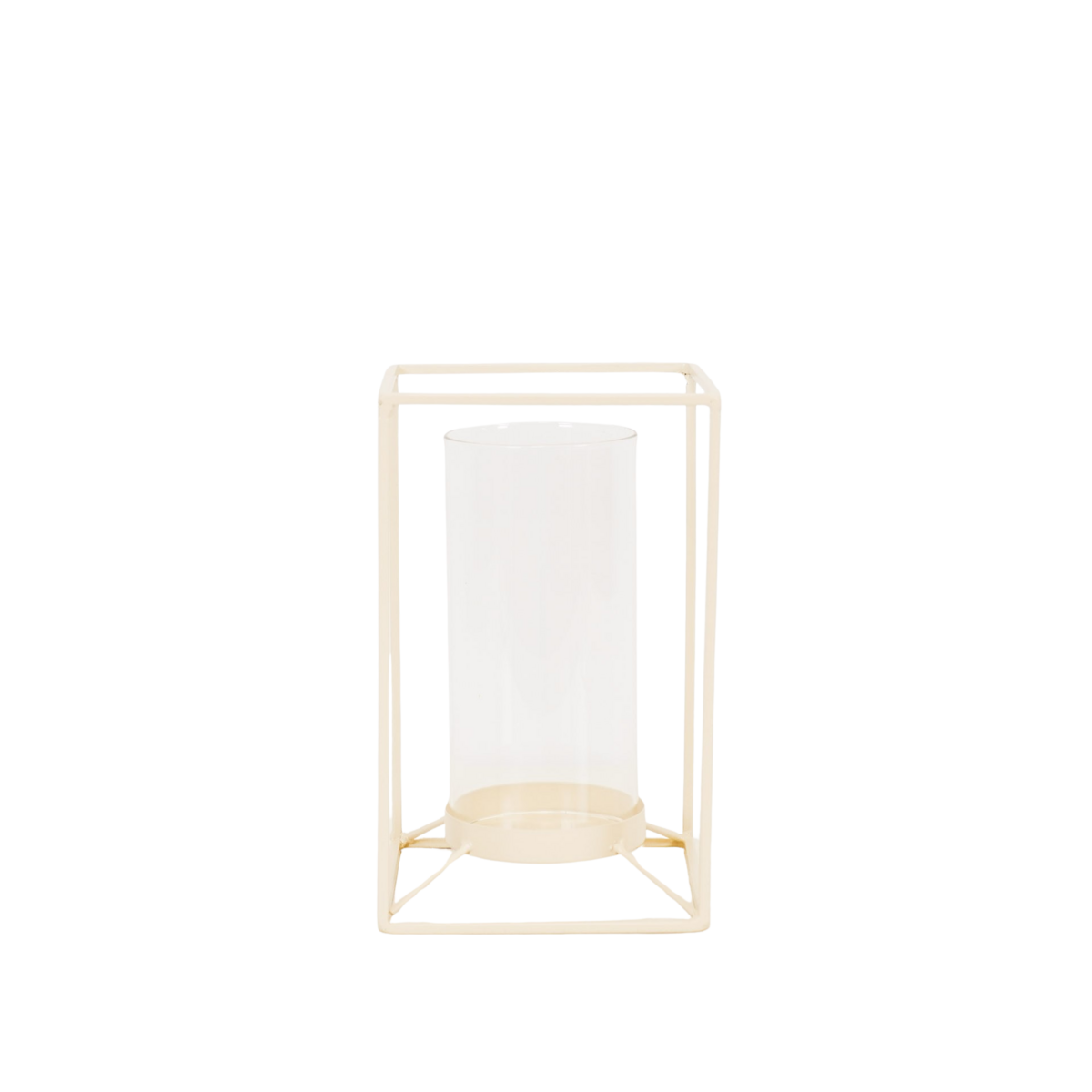 Lantaarn - Metaal/Glas - Wit - 12,5x12,5x20cm