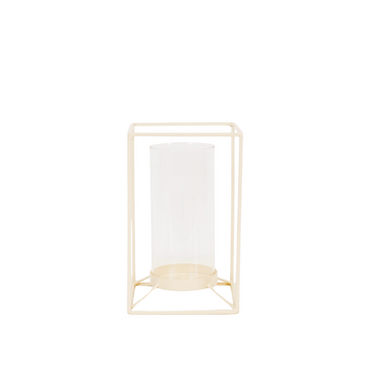 Lantaarn - Metaal/Glas - Wit - 12,5x12,5x20cm