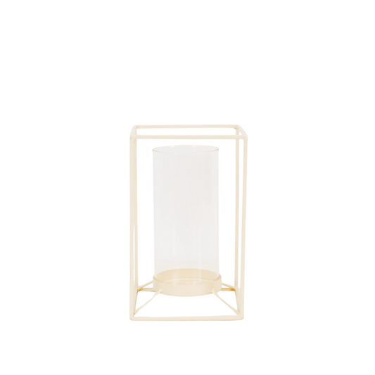 Lantaarn - Metaal/Glas - Wit - 12,5x12,5x20cm