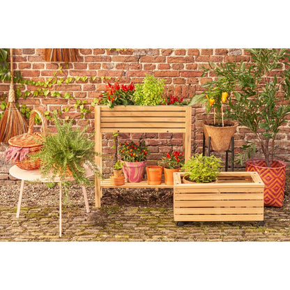Glenwood Plantenbak Rechthoek op Wielen voor Buiten - L60 x B35 x H30 cm - Acaciahout - Bruin